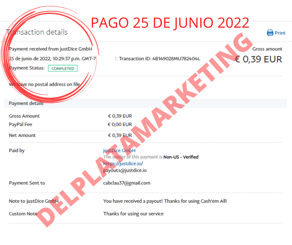 prueba de pago del plata marketing